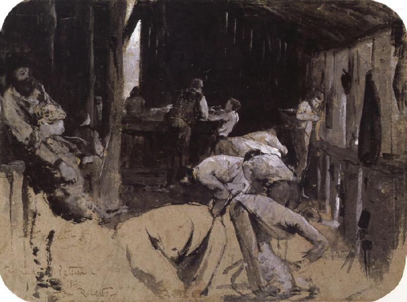 Tom roberts First sketch for Shearing the Rams china oil painting image